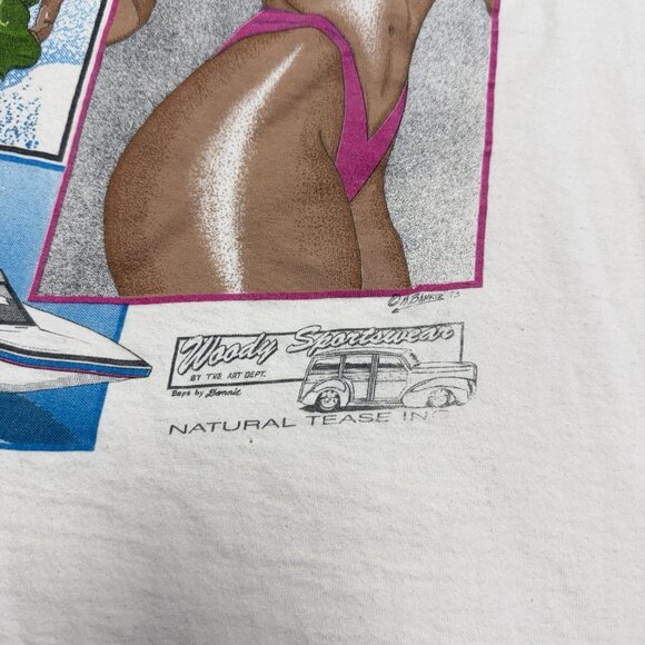 Vintage 90s Woodys Sportswear Natural Tease Boating Tank Top Shirt Mens XL - Picture 6 of 9